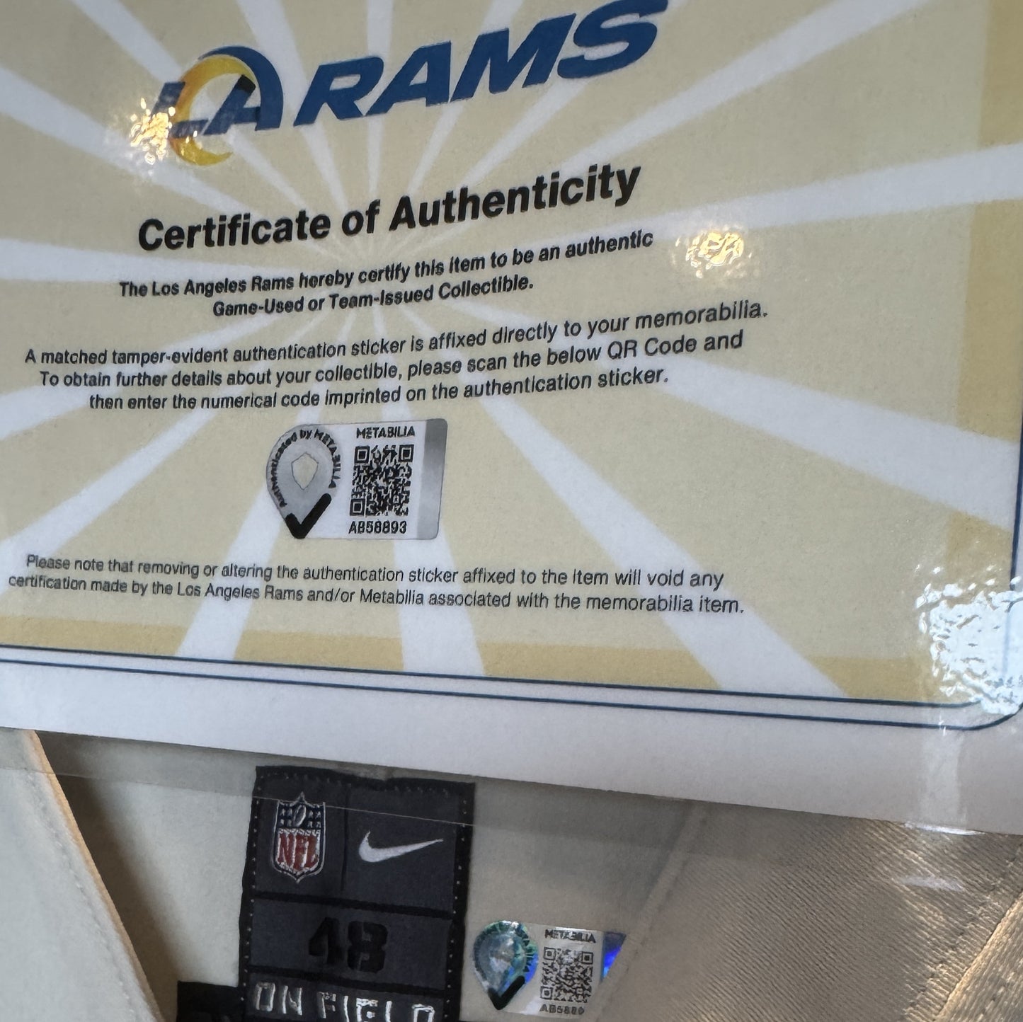 Coleman Shelton GAME ISSUED Los Angeles Rams Nike NFL On-Field Jersey 👕 Inc. COA 🔥