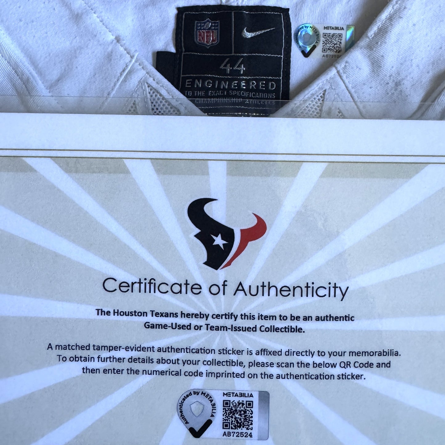 Dalton Schultz GAME WORN 09/21/25 Houston Texans Nike NFL Jersey vs Jacksonville Jaguars Also Includes Certificate of Authenticity
