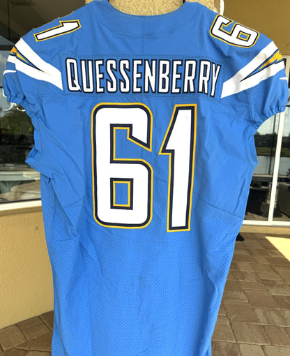 Scott Quessenberry GAME-USED💪10/21/2018 Los Angeles Chargers⚡NFL Nike Jersey vs. Tennessee Titans in London