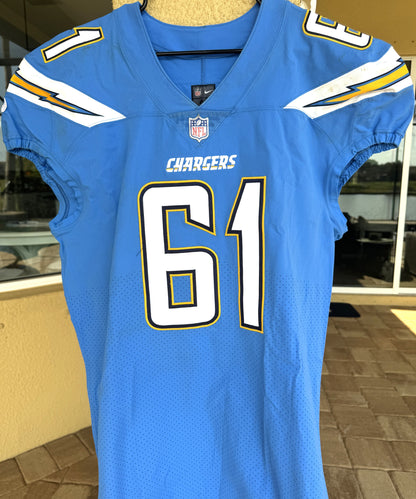 Scott Quessenberry GAME-USED💪10/21/2018 Los Angeles Chargers⚡NFL Nike Jersey vs. Tennessee Titans in London