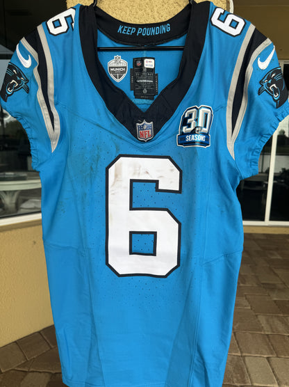 Miles Sanders GAME USED💪11/10/2024 Carolina Panthers🐆🐾Nike NFL Jersey🎽NFL Munich Game vs. New York Giants