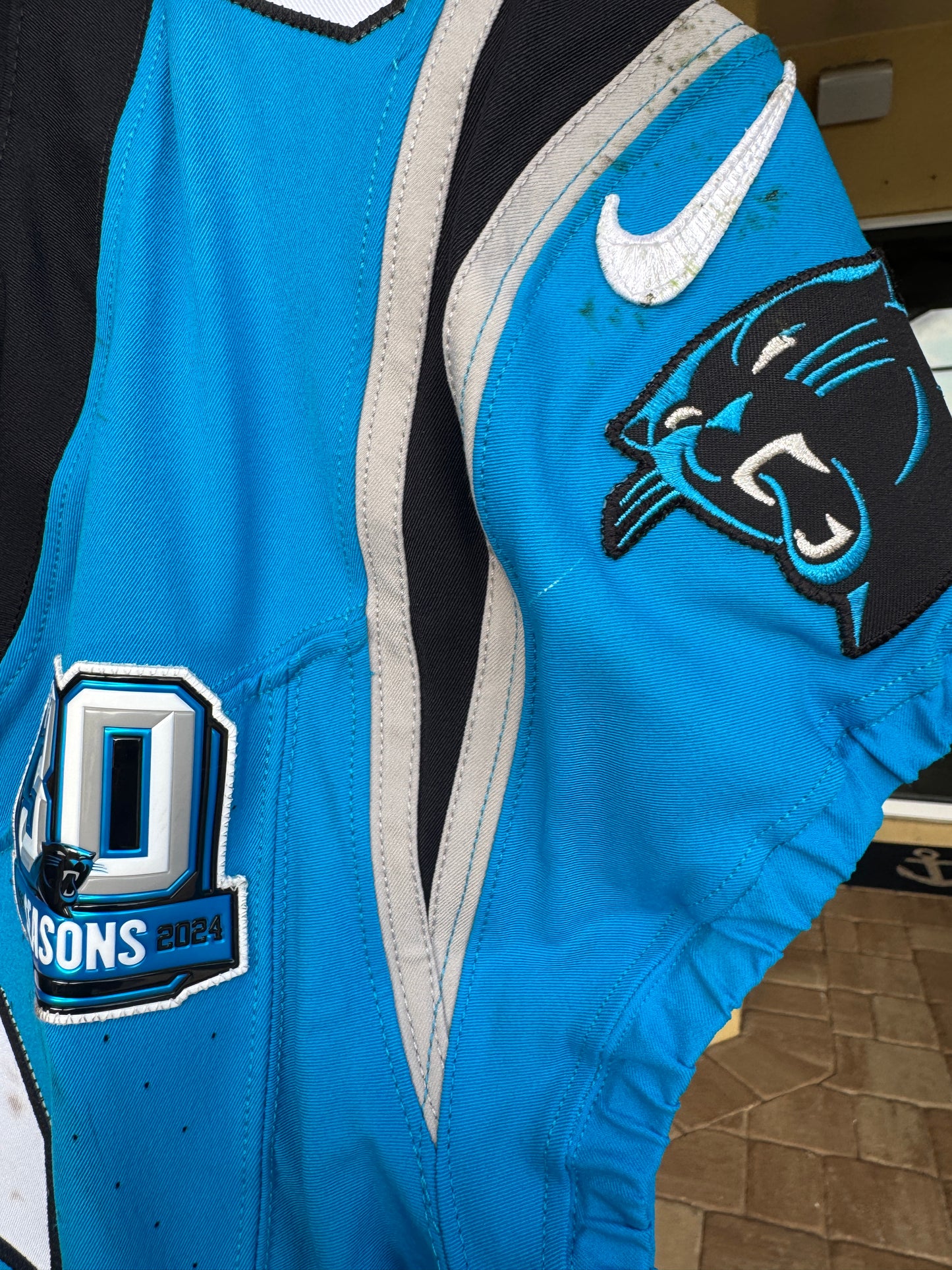 Miles Sanders GAME USED💪11/10/2024 Carolina Panthers🐆🐾Nike NFL Jersey🎽NFL Munich Game vs. New York Giants