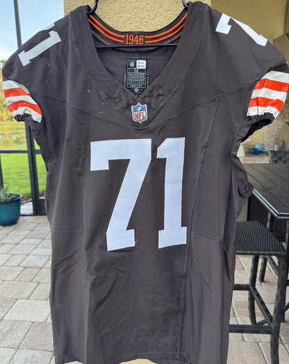 Jedrick Wills Signed✍️Game Used💪Cleveland Browns On-Field NFL Jersey👕2024 Season Inc. PSA COA
