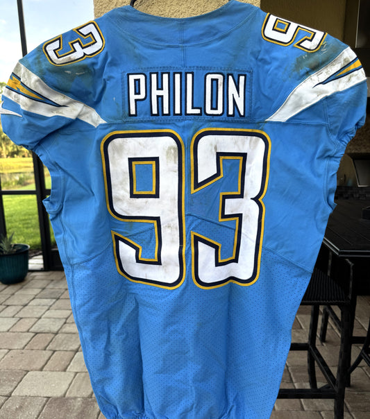 Darius Philon GAME-USED 10/21/18 Los Angeles Chargers⚡NFL Jersey London Games vs Titans