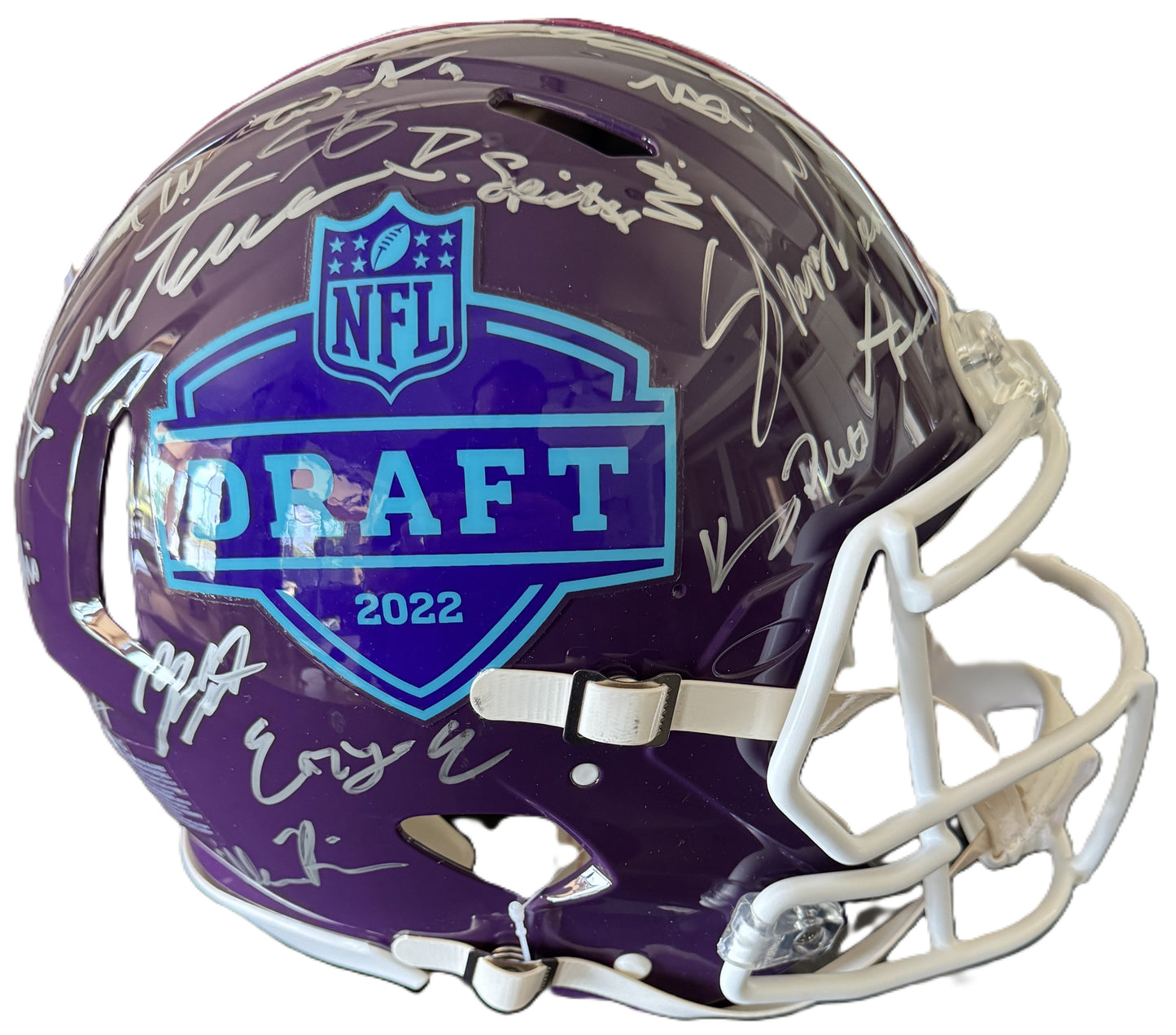 NFL Draft 2022 Helmet Signed by more than 30 players inc. Sauce Gardner, Chris Olave, Kyle Hamilton, Kenny Pickett, Travon Walker, Jameson Williams & more ✨ inc. PSA Authenticity🛡️