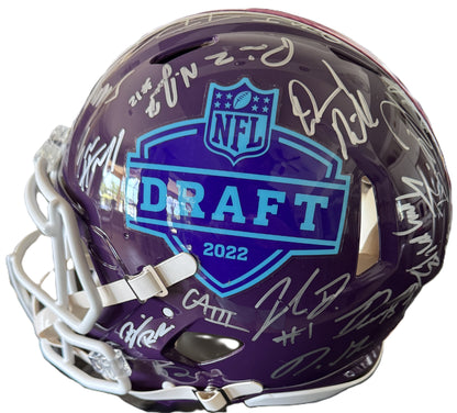 NFL Draft 2022 Helmet Signed by more than 30 players inc. Sauce Gardner, Chris Olave, Kyle Hamilton, Kenny Pickett, Travon Walker, Jameson Williams & more ✨ inc. PSA Authenticity🛡️