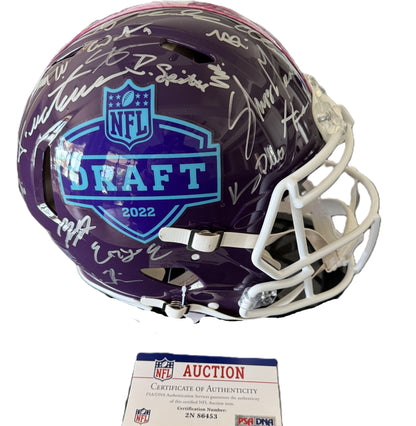 NFL Draft 2022 Helmet Signed by more than 30 players inc. Sauce Gardner, Chris Olave, Kyle Hamilton, Kenny Pickett, Travon Walker, Jameson Williams & more ✨ inc. PSA Authenticity🛡️