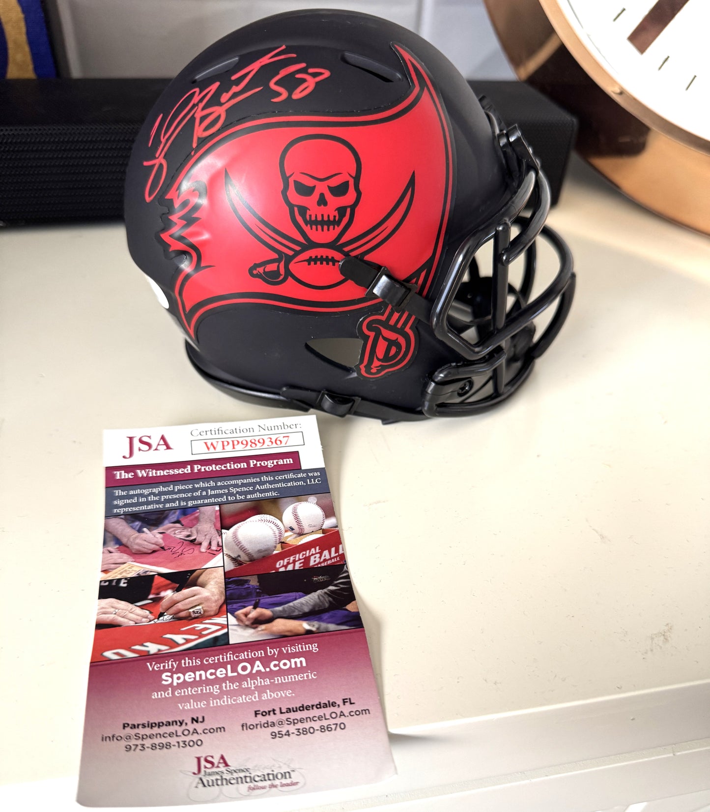 Shaquil Barrett Signed✍️Tampa Bay Buccaneers🏴‍☠Alternate Eclipse Speed Mini Helmet Inc. PSA COA