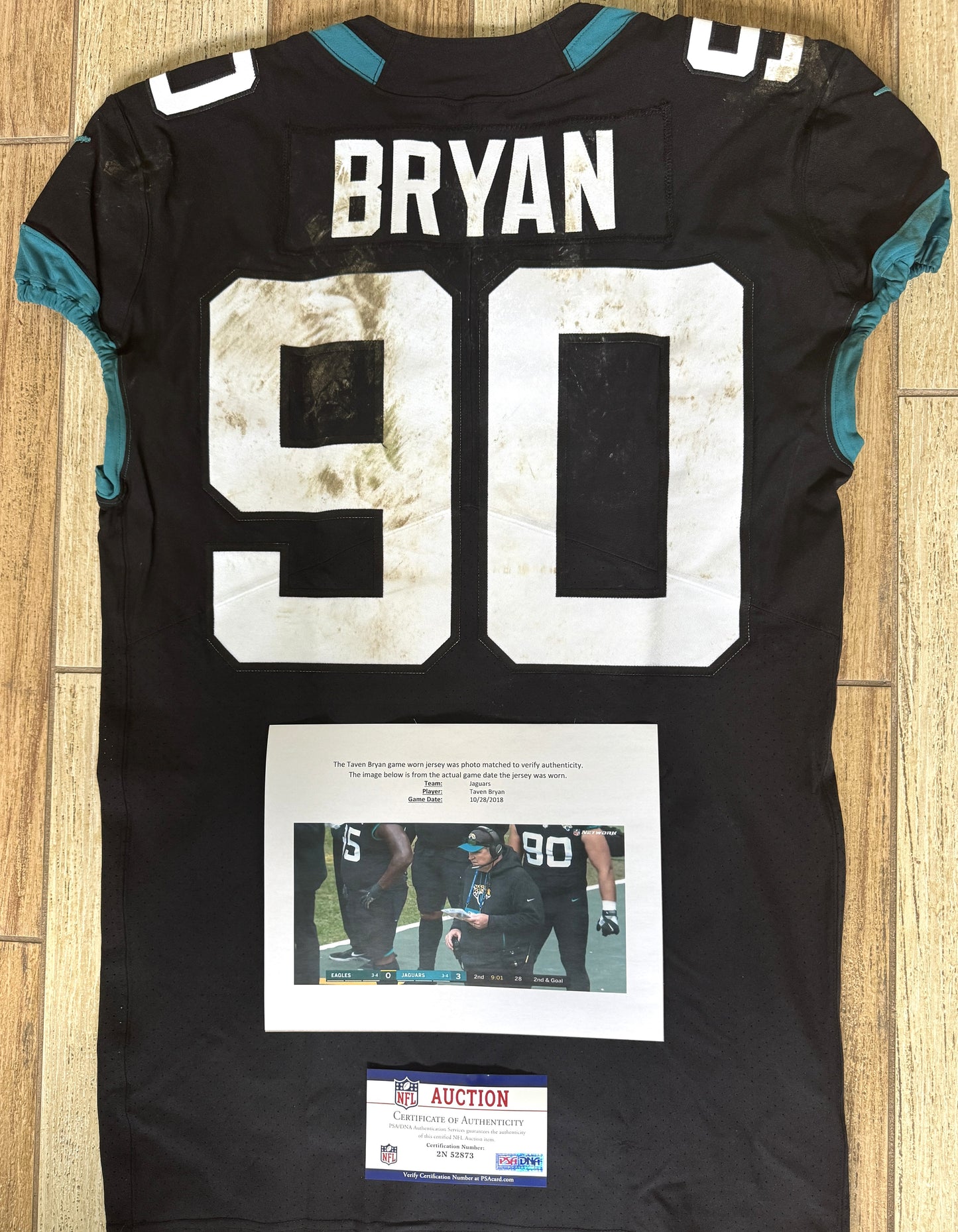 Taven Bryan GAME USED 10/28/18 PHOTO MATCHED 📸 Jacksonville Jaguars Nike NFL Jersey vs. Philadelphia Eagles at Wembley Stadium London