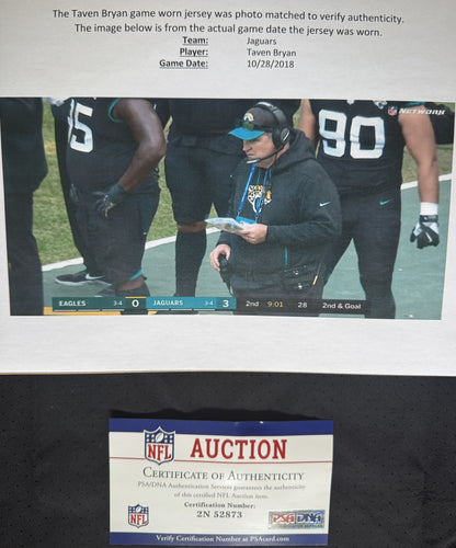 Taven Bryan GAME USED 10/28/18 PHOTO MATCHED 📸 Jacksonville Jaguars Nike NFL Jersey vs. Philadelphia Eagles at Wembley Stadium London