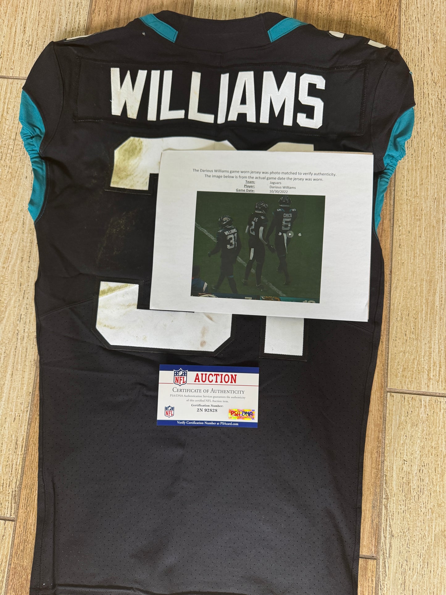 Darious Williams GAME WORN 💪 (10/30/22) PHOTO MATCHED 📸 Jaguars Nike NFL Jersey 👕 vs. Denver Broncos in London