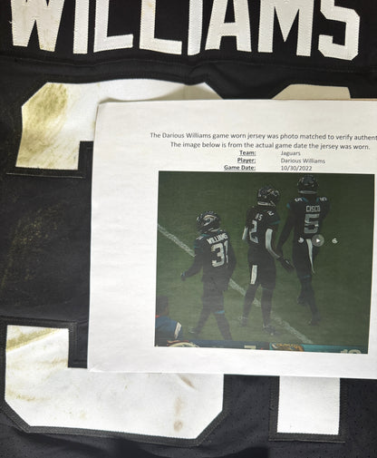 Darious Williams GAME WORN 💪 (10/30/22) PHOTO MATCHED 📸 Jaguars Nike NFL Jersey 👕 vs. Denver Broncos in London