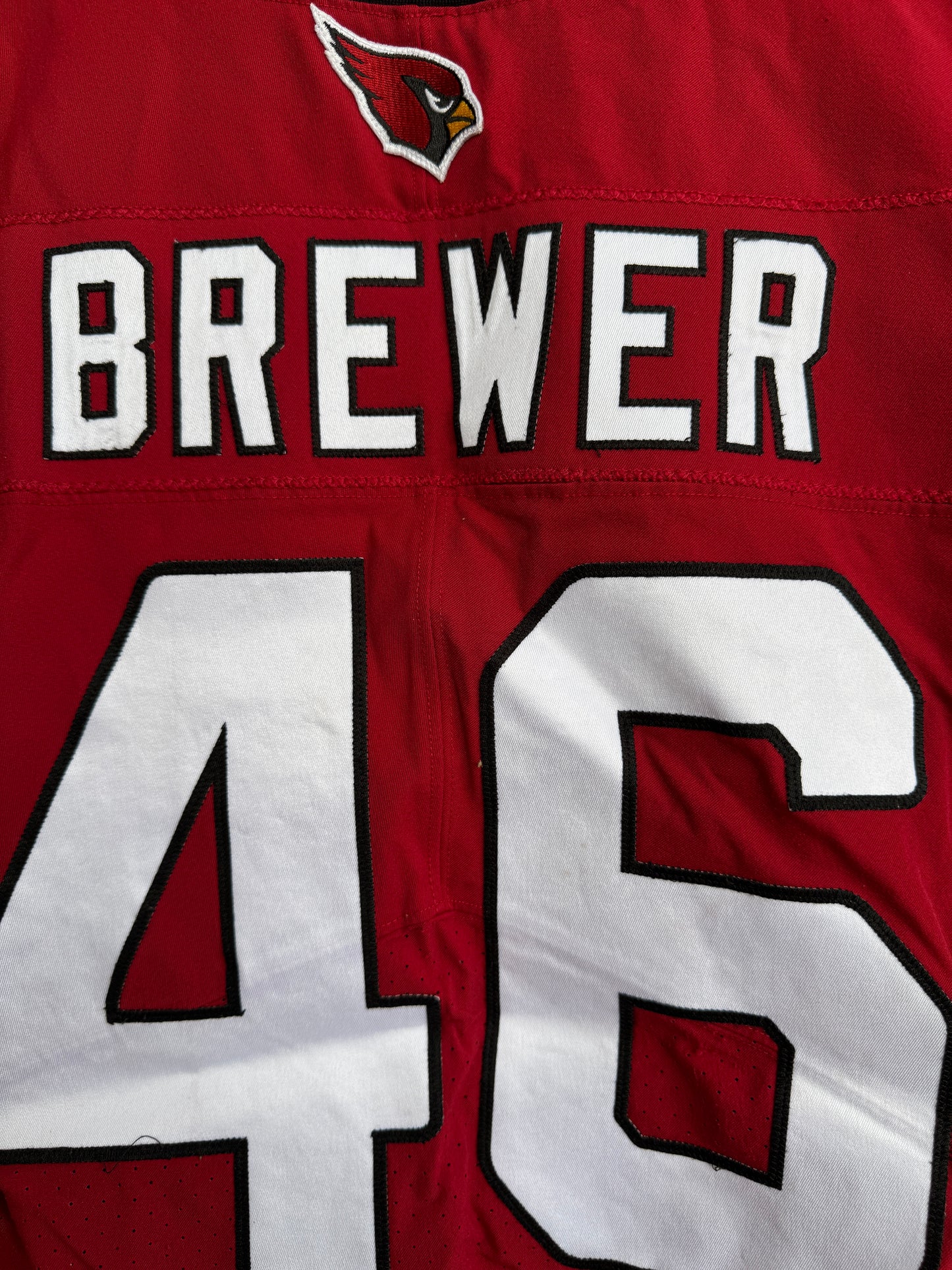 Aaron Brewer GAME USED 11/21/22 PHOTO MATCHED Cardinals Jersey NFL Intl Series in Mexico City vs. San Francisco 49ers