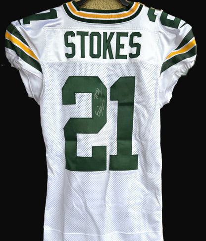 Eric Stokes GAME WORN 💪 10/10/21 PHOTO MATCHED 📸 Signed ✍️ Green Bay Packers Jersey👕 vs. Bengals Includes PSA Authenticity 🛡️