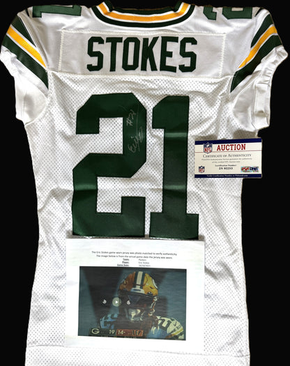 Eric Stokes GAME WORN 💪 10/10/21 PHOTO MATCHED 📸 Signed ✍️ Green Bay Packers Jersey👕 vs. Bengals Includes PSA Authenticity 🛡️