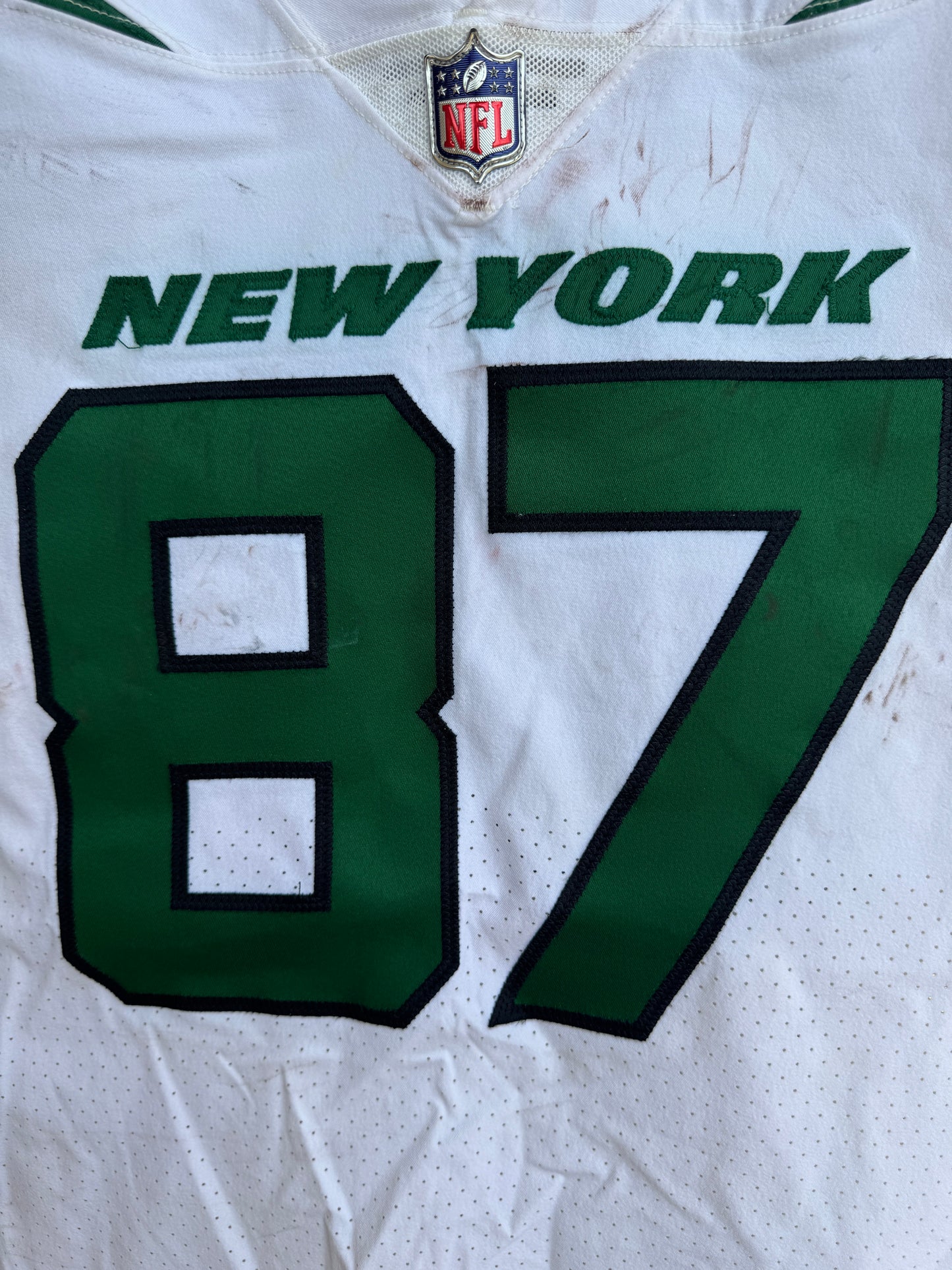 C.J. Uzomah GAME WORN/USED 💪 New York Jets Nike NFL Jersey 👕 with PSA Authenticity🛡️ Salute 2 Service Game