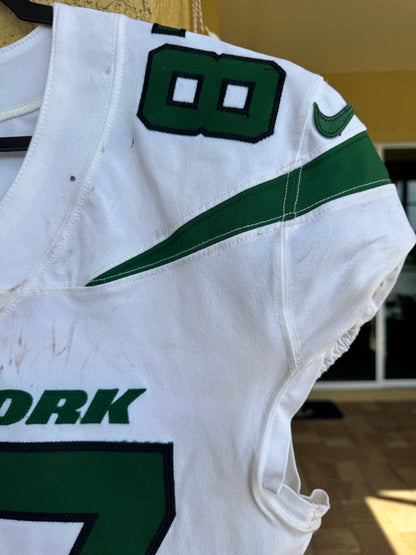 C.J. Uzomah GAME WORN/USED 💪 New York Jets Nike NFL Jersey 👕 with PSA Authenticity🛡️ Salute 2 Service Game