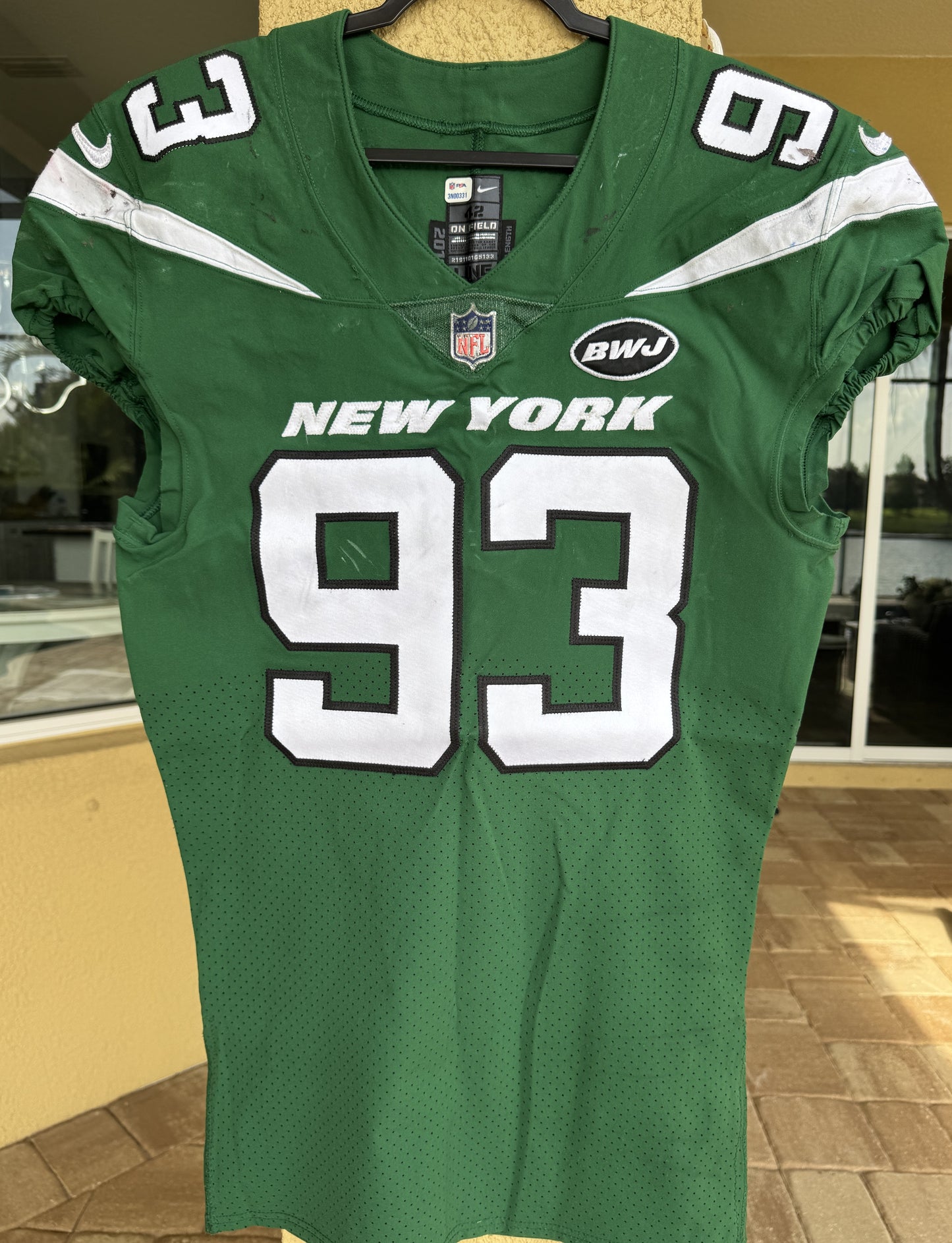 Terrell Basham GAME WORN 💪 12/27/20 PHOTO MATCHED 📸 New York Jets Nike NFL Jersey 👕vs. Cleveland Browns Also includes PSA Authenticity🛡️