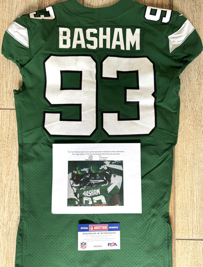 Terrell Basham GAME WORN 💪 12/27/20 PHOTO MATCHED 📸 New York Jets Nike NFL Jersey 👕vs. Cleveland Browns Also includes PSA Authenticity🛡️