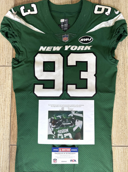 Terrell Basham GAME WORN 💪 12/27/20 PHOTO MATCHED 📸 New York Jets Nike NFL Jersey 👕vs. Cleveland Browns Also includes PSA Authenticity🛡️