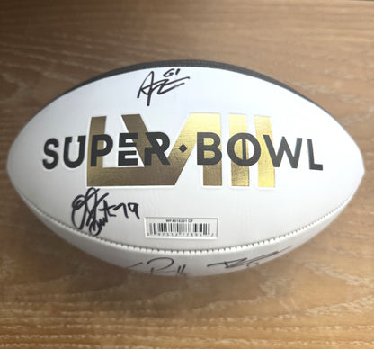 Kansas City Chiefs - Super Bowl 58 Commemorative Ball Signed✍️by 5 NFL Players💯Donovan Smith, Cornell Powell, Austin Reiter, Richie James