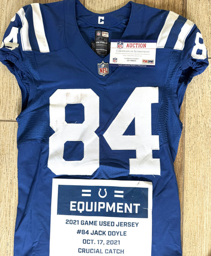 Jack Doyle Signed ✍️ GAME WORN 💪 10/17/21 PHOTO MATCHED 📸 Colts Nike NFL Jersey 👕 Rare💥 Includes PSA Authenticity 🛡️
