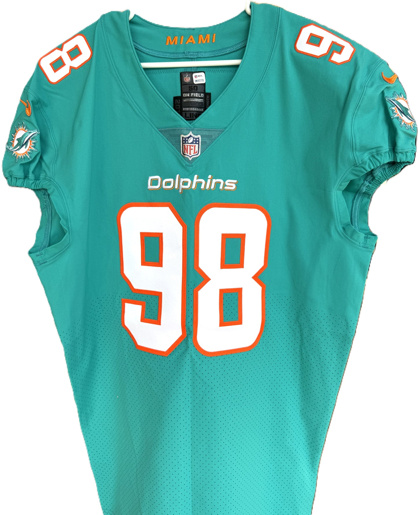 Raekwon Davis GAME ISSUED 💪 Miami Dolphins 🐬 Authentic On-Field Nike NFL Jersey🎽 Inc. PSA Authenticity 🛡️