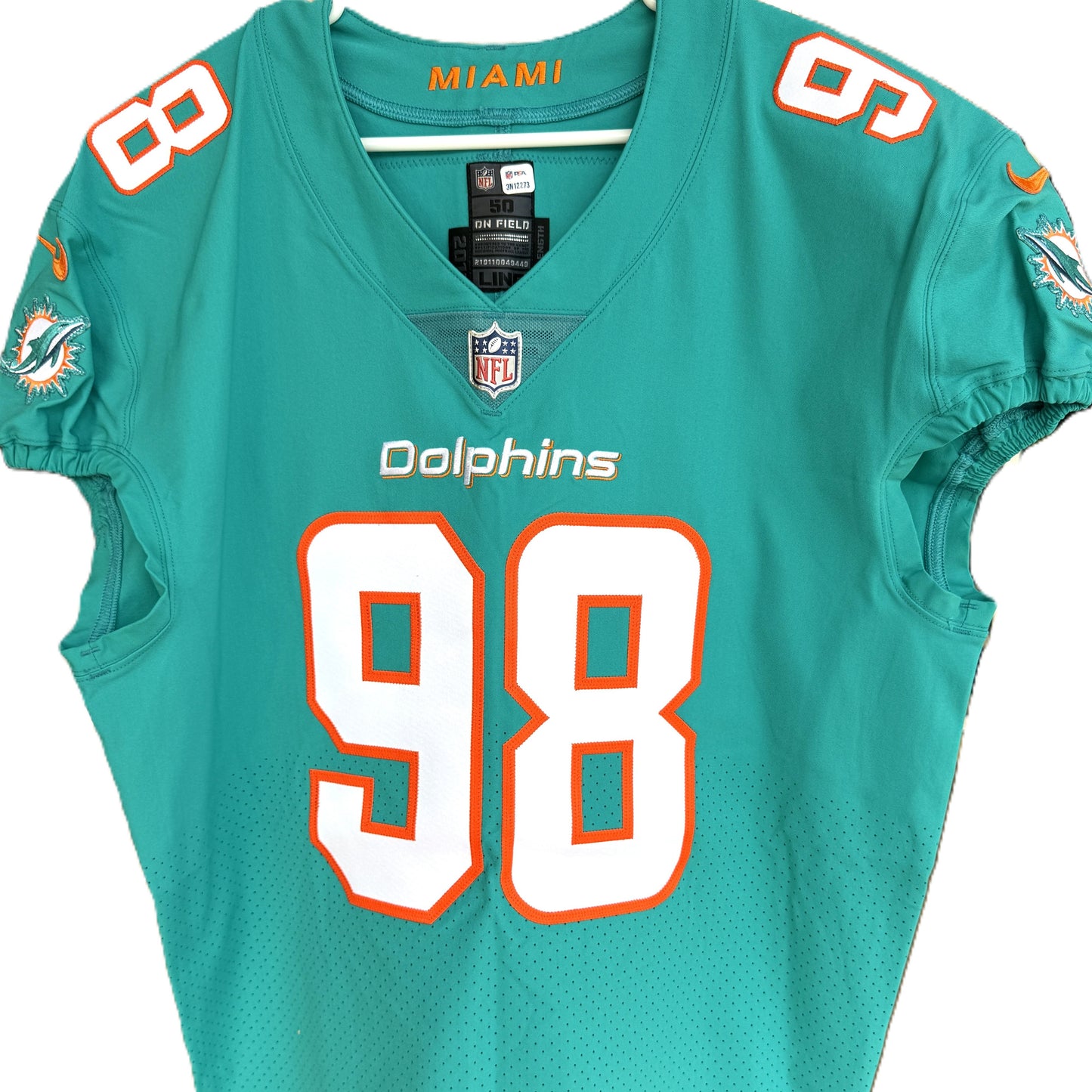 Raekwon Davis GAME ISSUED 💪 Miami Dolphins 🐬 Authentic On-Field Nike NFL Jersey🎽 Inc. PSA Authenticity 🛡️
