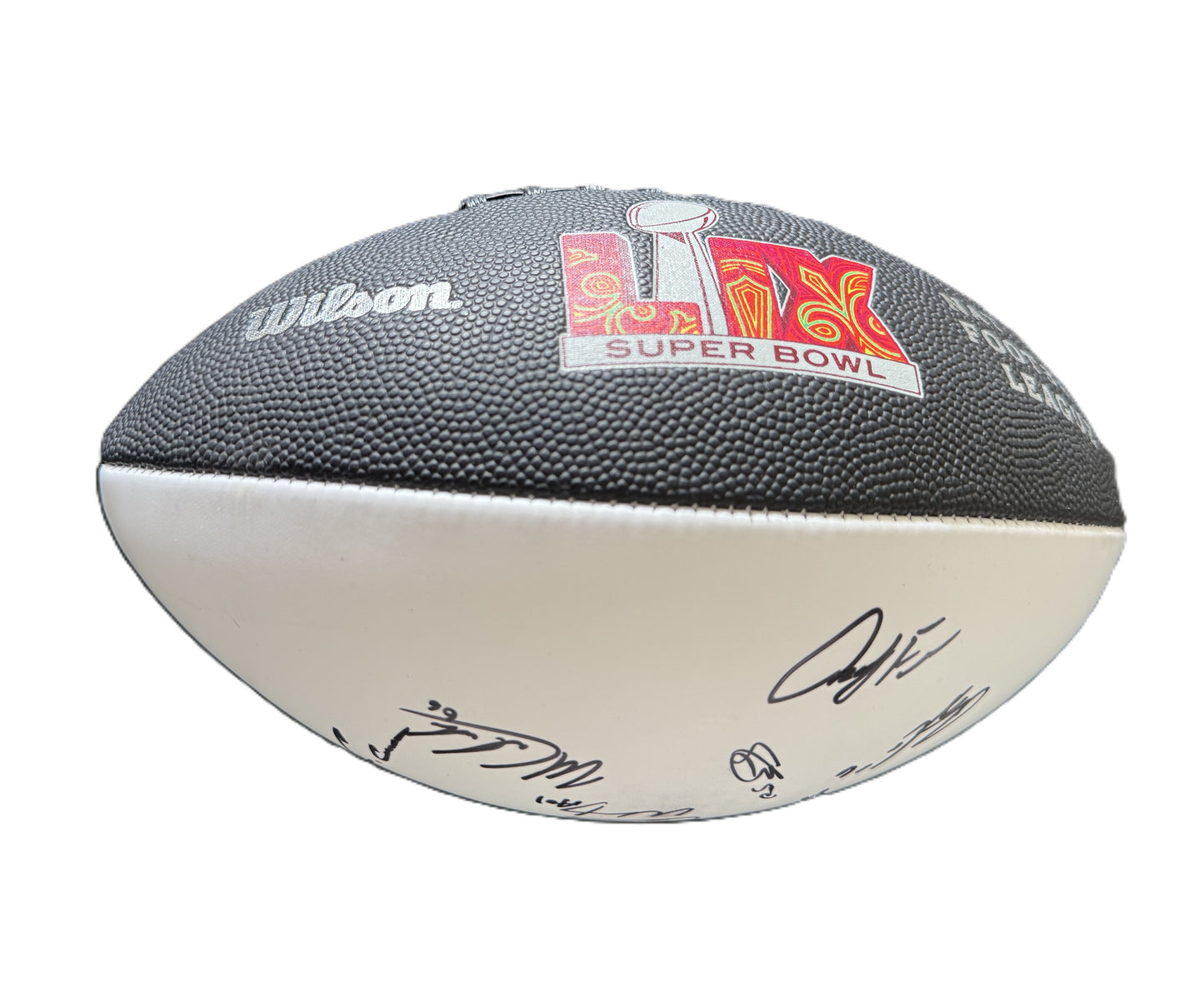 Travis Kelce💥Kansas City Chiefs MULTI Signed Super Bowl 59 Ball Signed By Travis Kelce, Isaiah Pacheco, Carson Wentz & Others