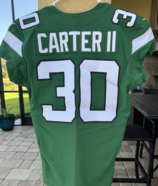 Michael Carter II GAME WORN/USED 💪 New York Jets Nike NFL Jersey 👕 Inc. PSA Authenticity🛡️ Salute to Service