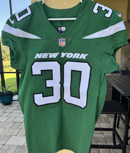 Michael Carter II GAME WORN/USED 💪 New York Jets Nike NFL Jersey 👕 Inc. PSA Authenticity🛡️ Salute to Service