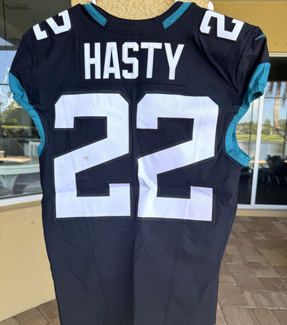 JaMycal Hasty GAME USED 💪 10/01/23 Jacksonville Jaguars 🐆 Nike NFL Jersey vs. Atlanta Falcons 🇬🇧 NFL London Game