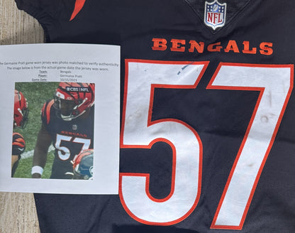 Germaine Pratt GAME-WORN💪10/15/2023 PHOTO MATCHED📸Cincinnati Bengals🐅NFL Jersey vs. Seahawks (Crucial Catch Game)