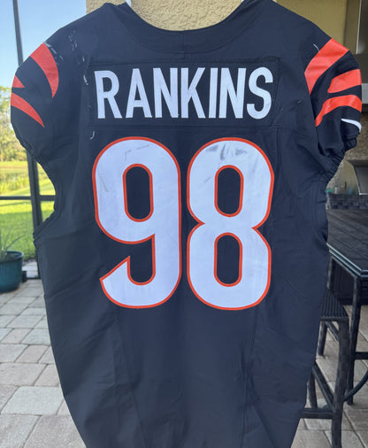 Sheldon Rankins GAME WORN 11/03/24💪PHOTO MATCHED📸Cincinnati Bengals NFL Jersey vs. Las Vegas Raiders Inc. PSA COA