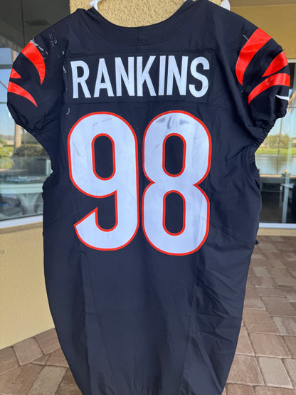 Sheldon Rankins GAME WORN 11/03/24💪PHOTO MATCHED📸Cincinnati Bengals NFL Jersey vs. Las Vegas Raiders Inc. PSA COA