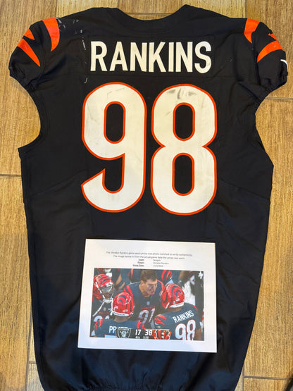 Sheldon Rankins GAME WORN 11/03/24💪PHOTO MATCHED📸Cincinnati Bengals NFL Jersey vs. Las Vegas Raiders Inc. PSA COA