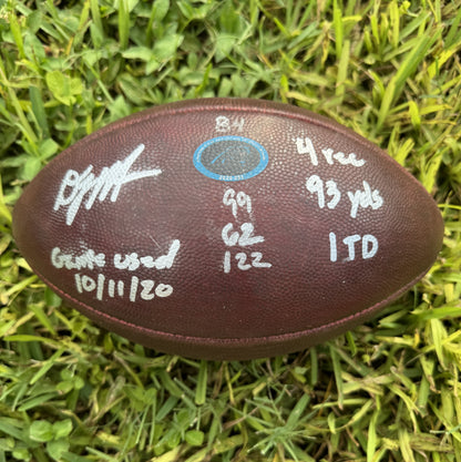 DJ Moore Signed + Inscribed Carolina Panthers GAME-USED💪10/11/20 Wilson Duke Football with Multiple Inscriptions