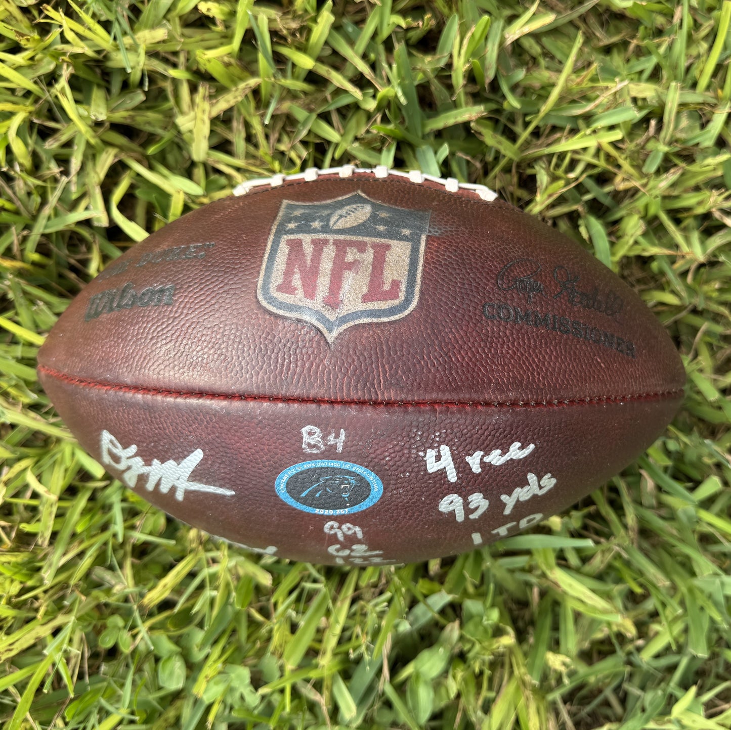 DJ Moore Signed + Inscribed Carolina Panthers GAME-USED💪10/11/20 Wilson Duke Football with Multiple Inscriptions
