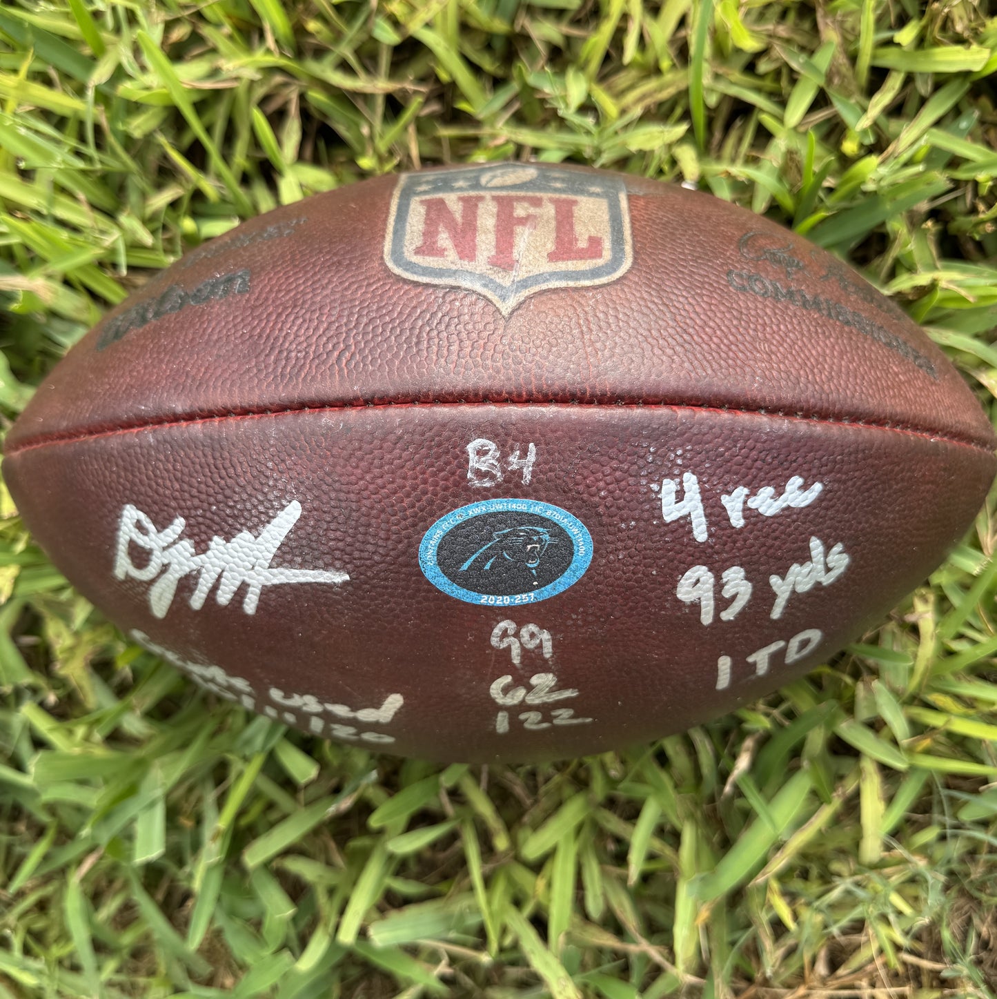 DJ Moore Signed + Inscribed Carolina Panthers GAME-USED💪10/11/20 Wilson Duke Football with Multiple Inscriptions