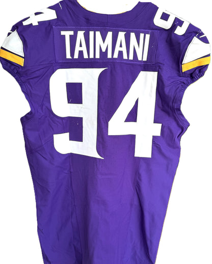Taki Taimani GAME USED 💪 10/06/24 Minnesota Vikings Nike NFL Jersey 👕 vs. New York Jets London Game ✅ Inc. PSA Authenticity 🛡️