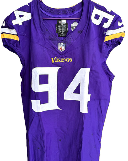 Taki Taimani GAME USED 💪 10/06/24 Minnesota Vikings Nike NFL Jersey 👕 vs. New York Jets London Game ✅ Inc. PSA Authenticity 🛡️