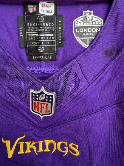 Taki Taimani GAME USED 💪 10/06/24 Minnesota Vikings Nike NFL Jersey 👕 vs. New York Jets London Game ✅ Inc. PSA Authenticity 🛡️