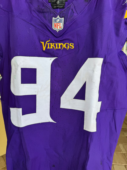 Taki Taimani GAME USED 💪 10/06/24 Minnesota Vikings Nike NFL Jersey 👕 vs. New York Jets London Game ✅ Inc. PSA Authenticity 🛡️