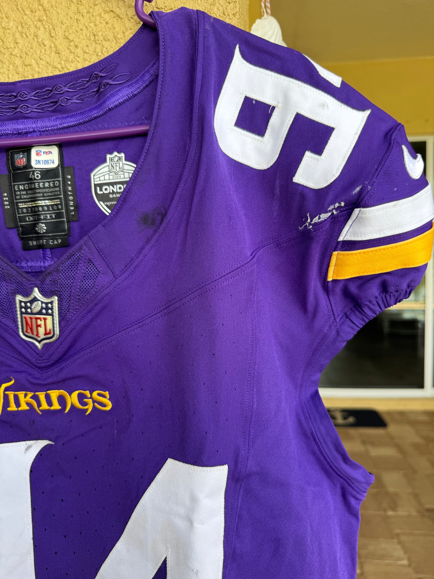Taki Taimani GAME USED 💪 10/06/24 Minnesota Vikings Nike NFL Jersey 👕 vs. New York Jets London Game ✅ Inc. PSA Authenticity 🛡️