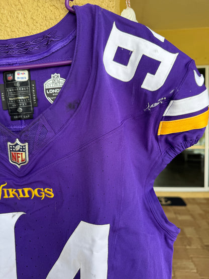 Taki Taimani GAME USED 💪 10/06/24 Minnesota Vikings Nike NFL Jersey 👕 vs. New York Jets London Game ✅ Inc. PSA Authenticity 🛡️