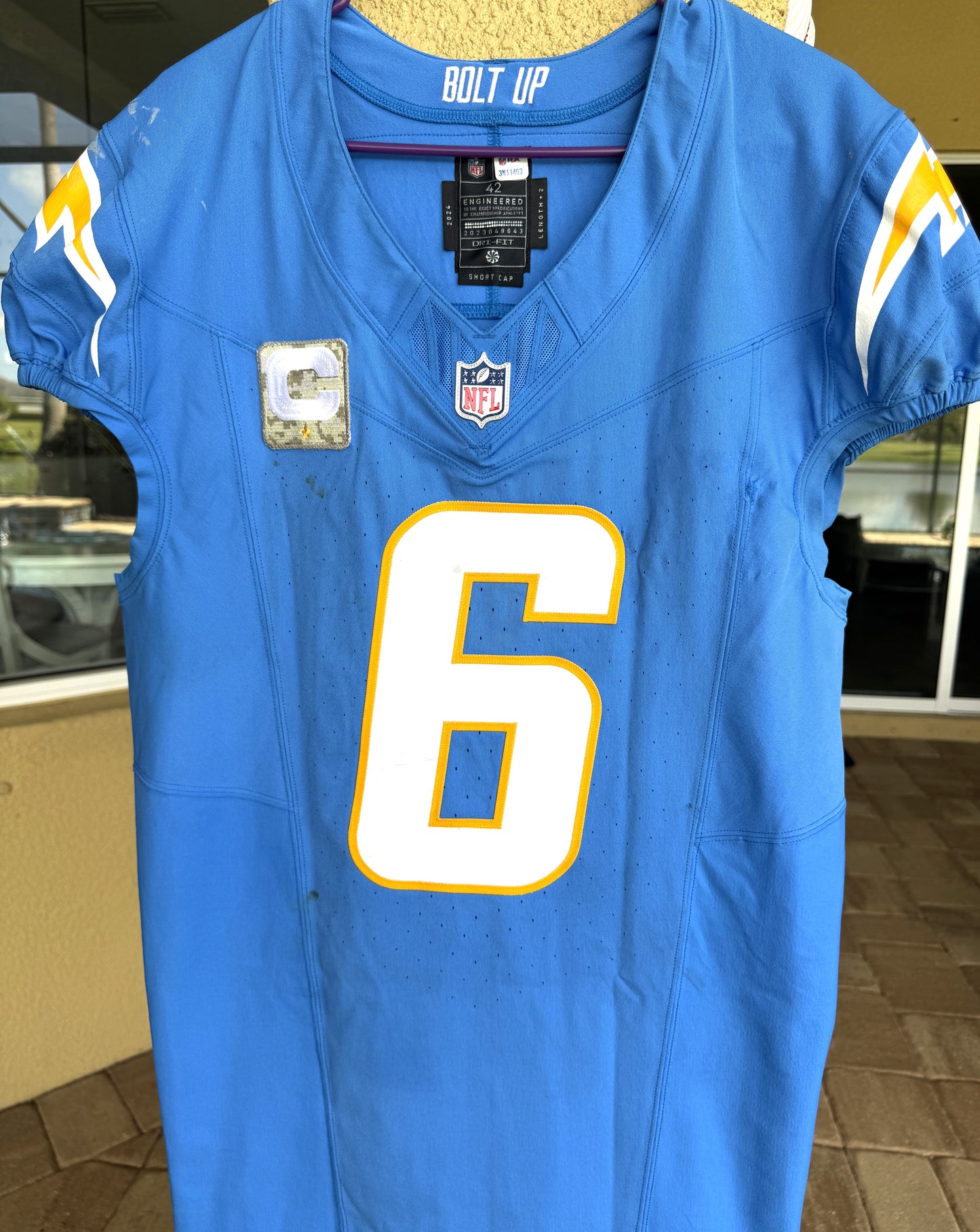 Denzel Perryman GAME-WORN💪11/10/24 Los Angeles Chargers⚡NFL Jersey vs. Tennessee Titans (Salute 2 Service game)