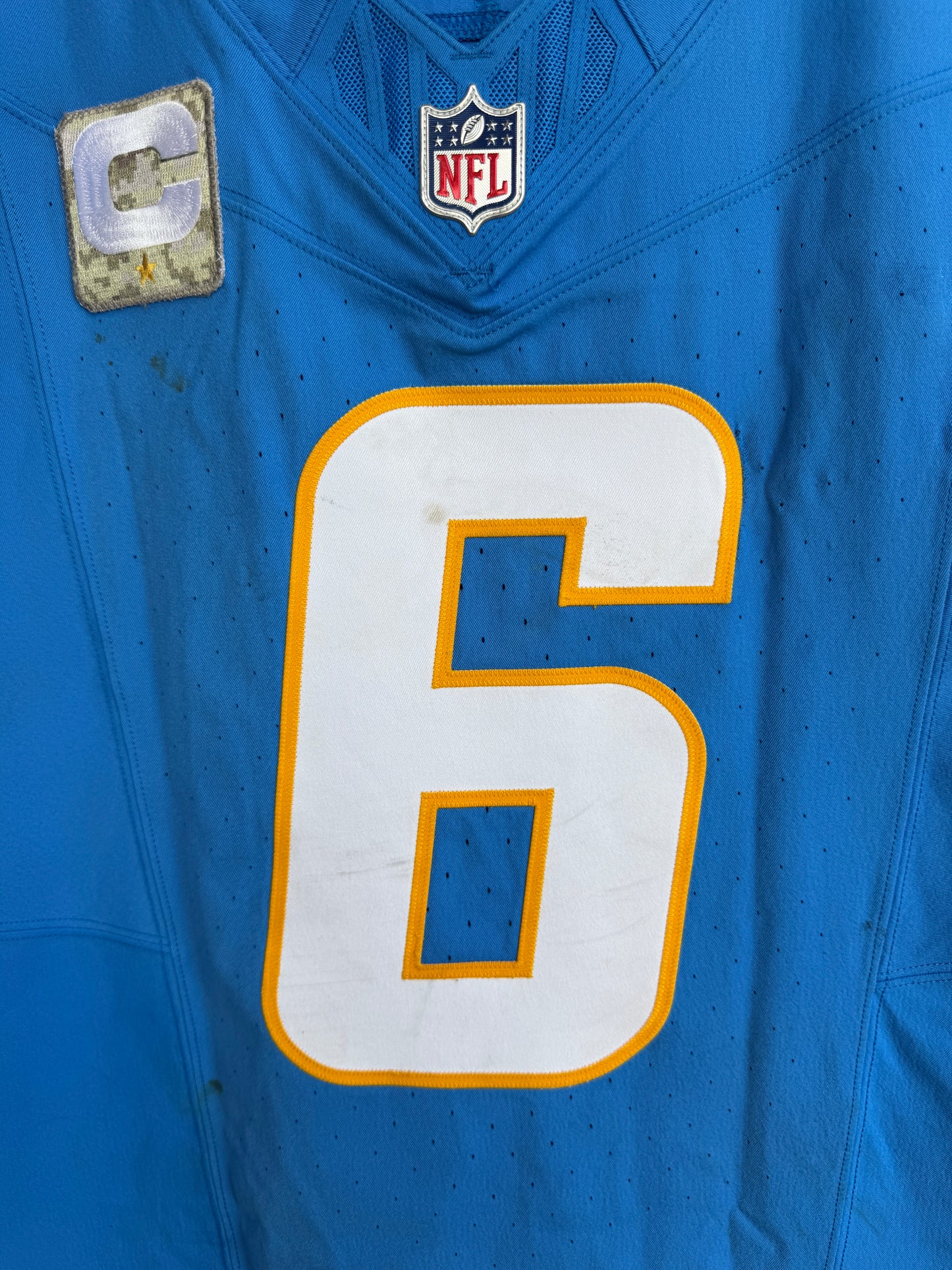 Denzel Perryman GAME-WORN💪11/10/24 Los Angeles Chargers⚡NFL Jersey vs. Tennessee Titans (Salute 2 Service game)