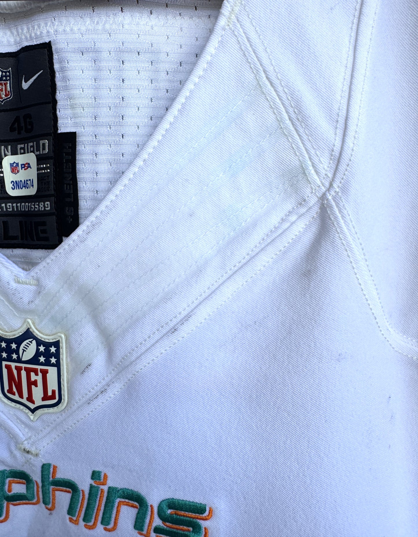 Mike Pouncey GAME-USED 💥 Miami Dolphins 🐬 Nike On-Field NFL Jersey 👕 includes PSA Authenticity 🛡️