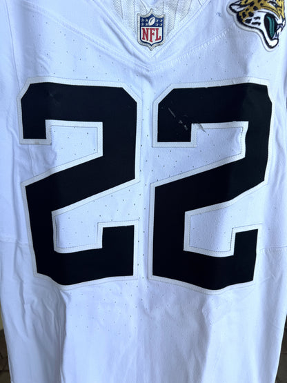 Jarrian Jones GAME USED 10/13/2024 Jacksonville Jaguars On-Field Nike NFL Jersey vs. Chicago Bears Also inc. PSA Authenticity