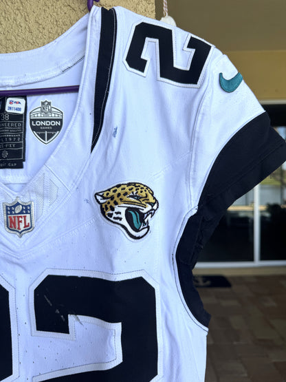 Jarrian Jones GAME USED 10/13/2024 Jacksonville Jaguars On-Field Nike NFL Jersey vs. Chicago Bears Also inc. PSA Authenticity